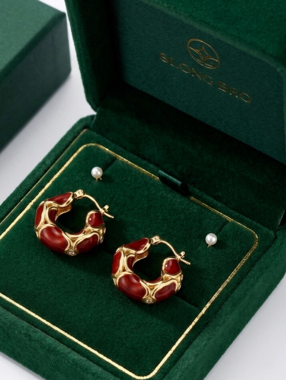 Elegant Red and Gold Hoop Earrings